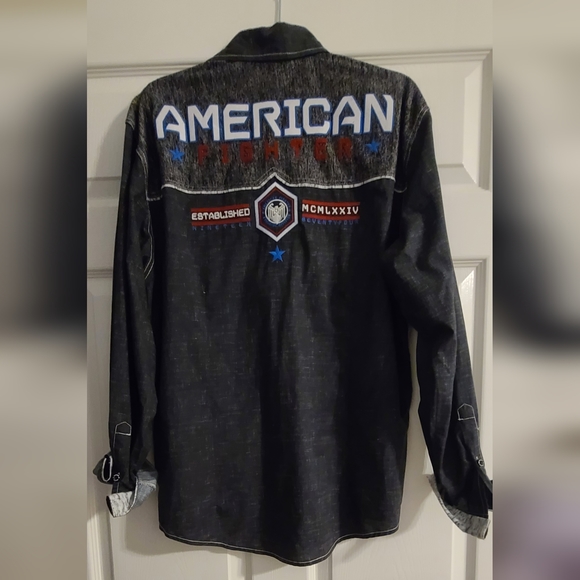 American Fighter Black Long Sleeve Button Up Men Size Large - Picture 5 of 8